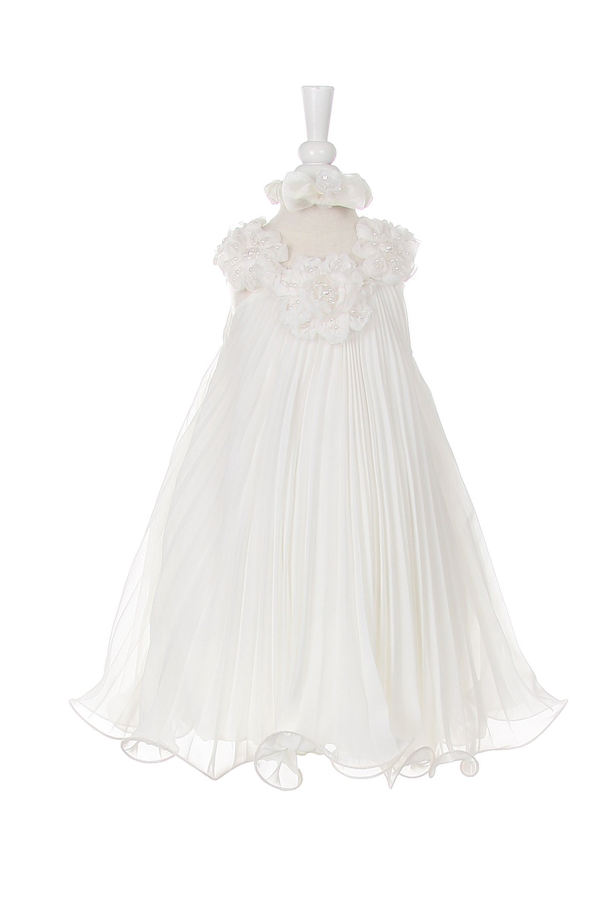 ivory pleated chiffon dress
